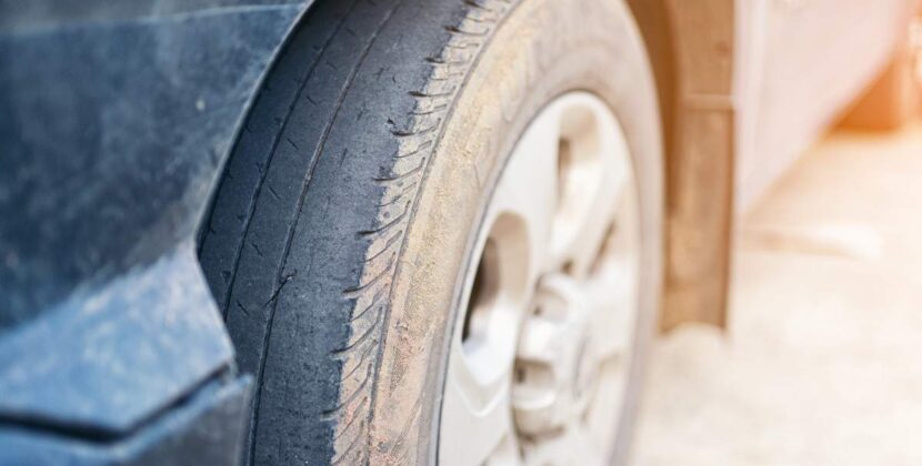 Care use unsafe tire, change time for a front wheel rubber worn, bald, black, old and low tread car tires. Driving on worn tires is a safety hazard