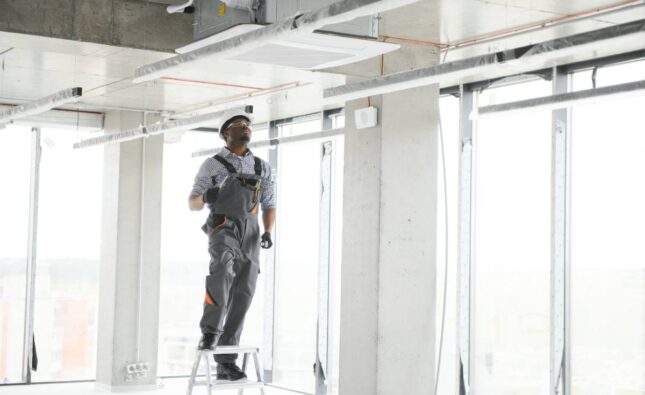 Professional repairman installing Ceilings & Partitions